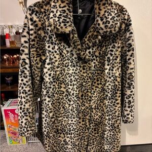 Leopard Print Faux Fur Coat